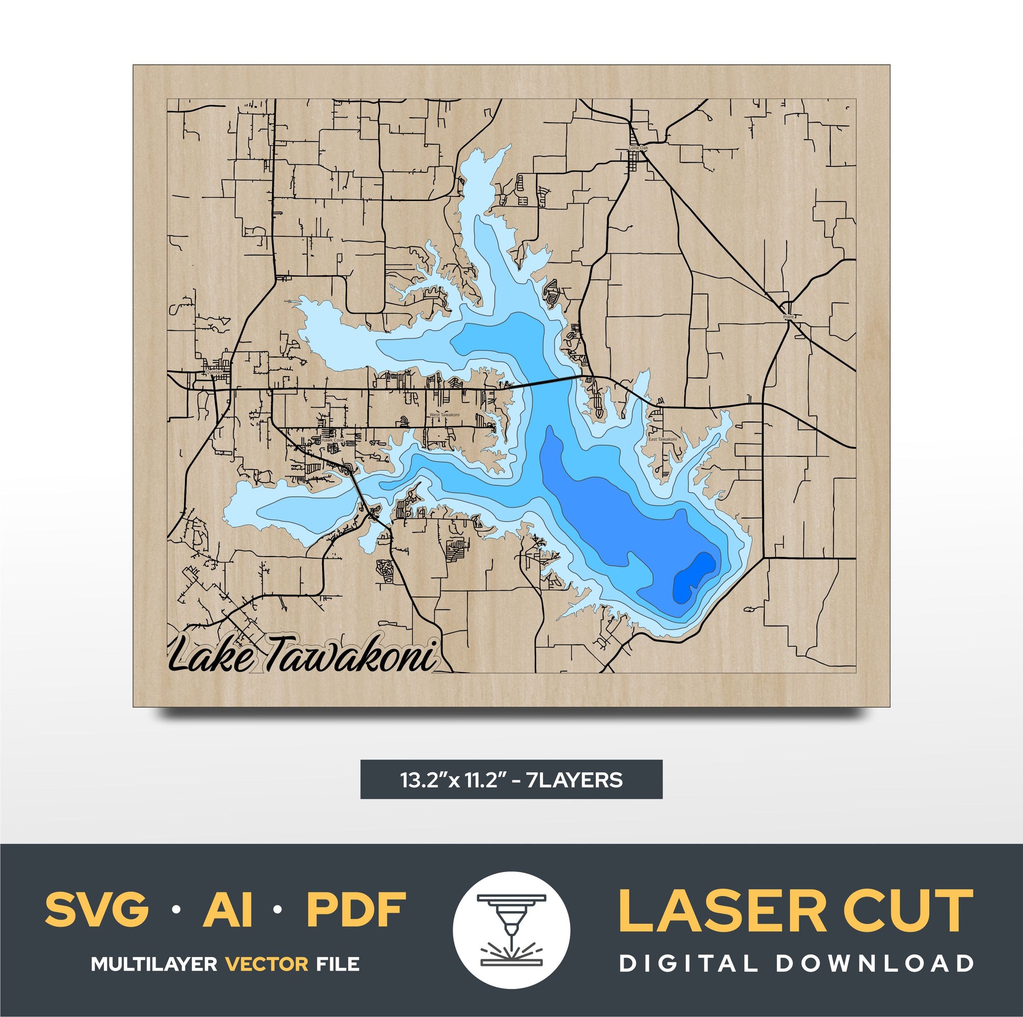 Lake Tawakoni Texas Laser Cut File