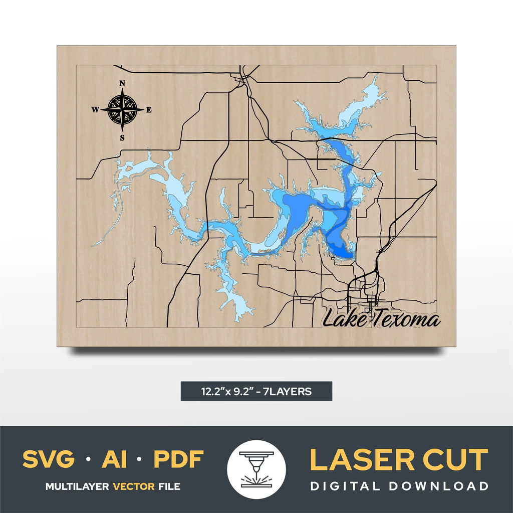Lake Texoma Texas Laser Cut File