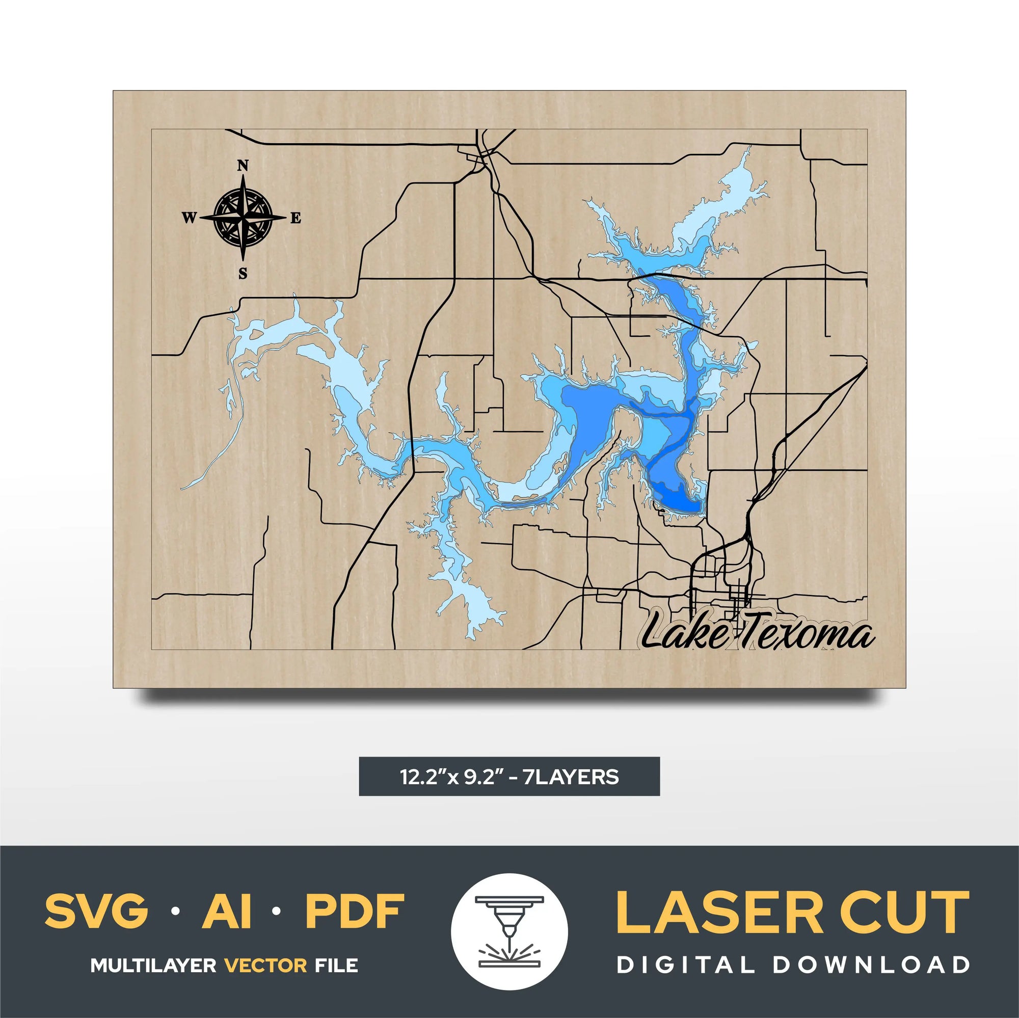 Lake Texoma Texas Laser Cut File