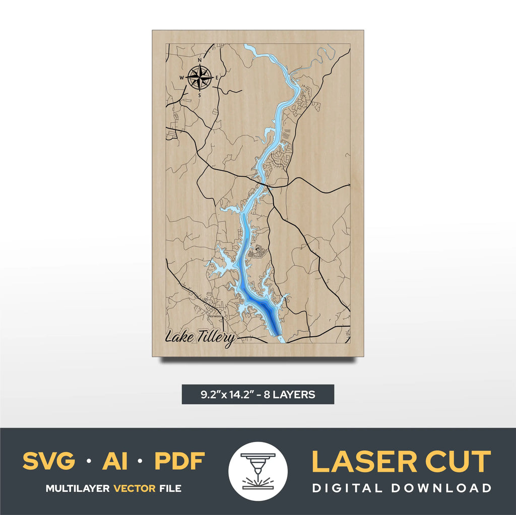Lake Tillery North Carolina Laser Cut File