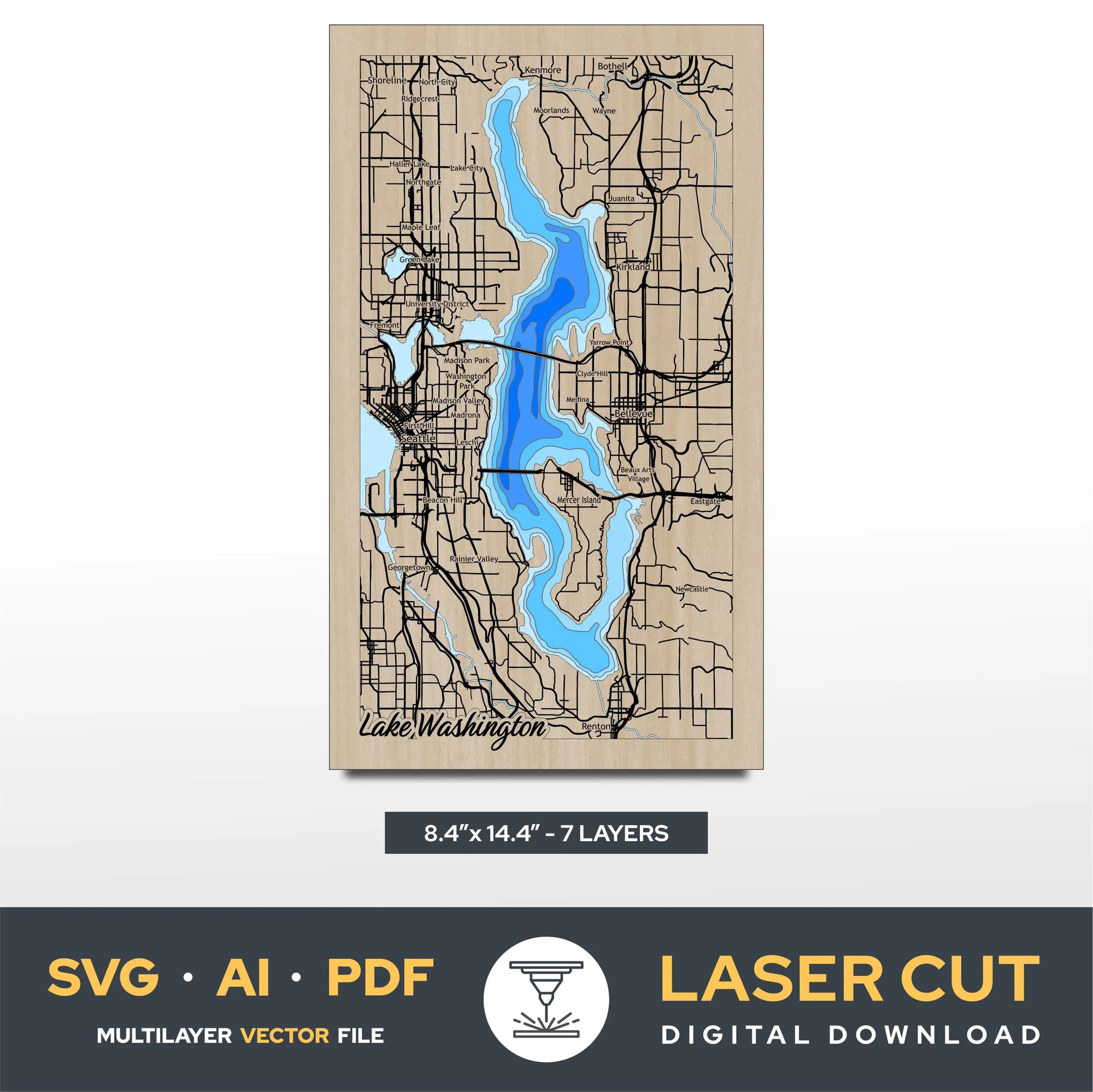 Lake Washington Washington Laser Cut File