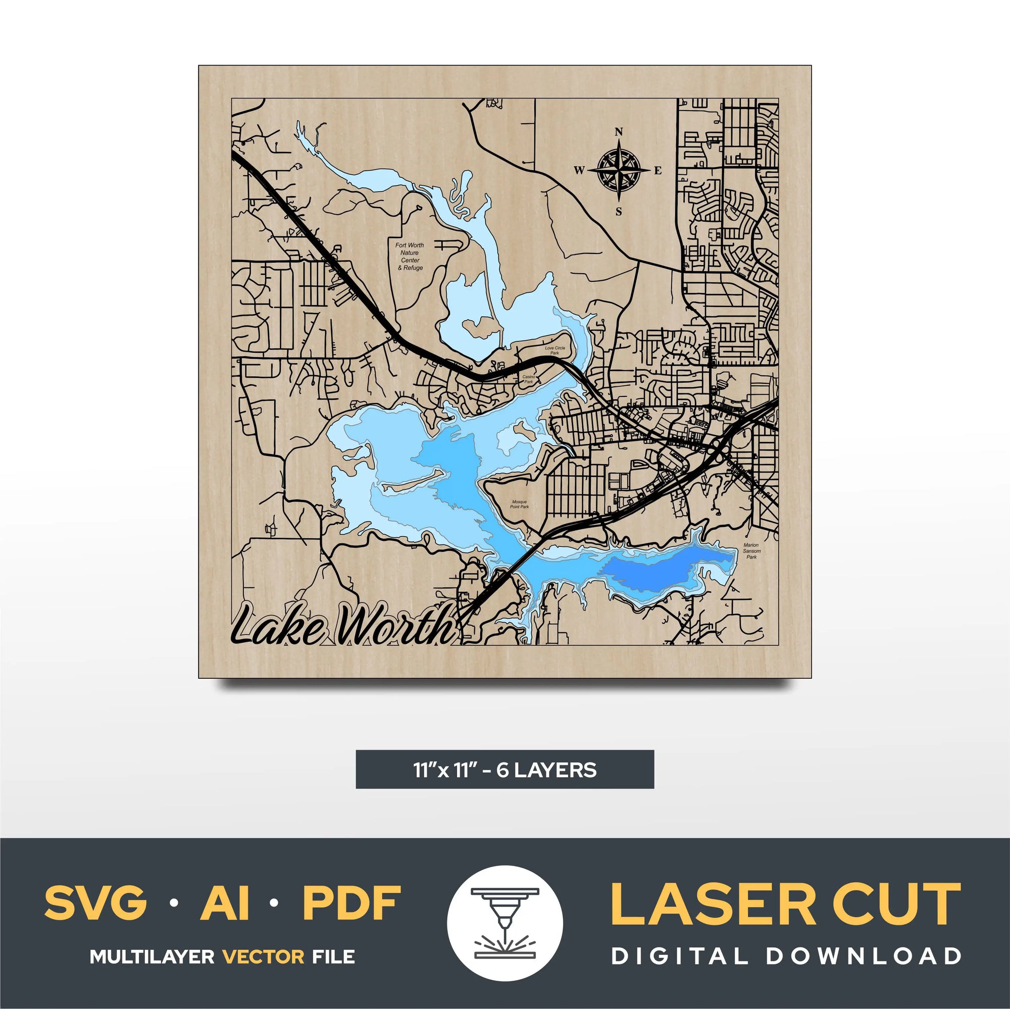 Lake Worth Texas Laser Cut File