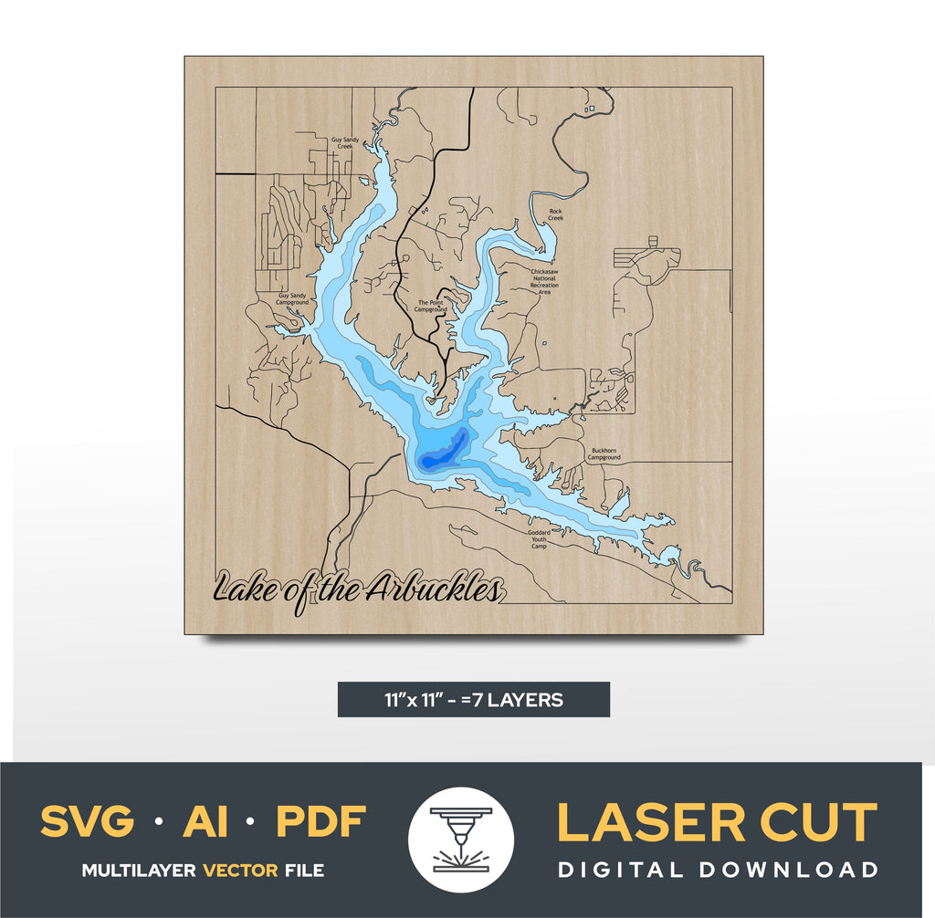 Lake of the Arbuckles Oklahoma Laser Cut File