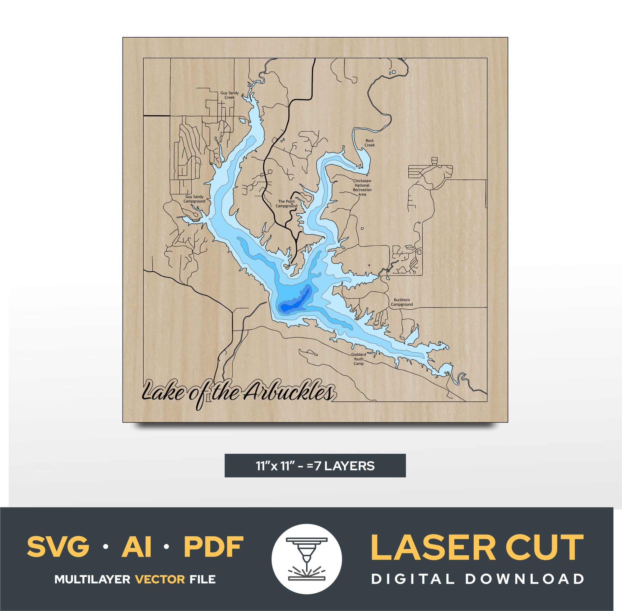 Lake of the Arbuckles Oklahoma Laser Cut File