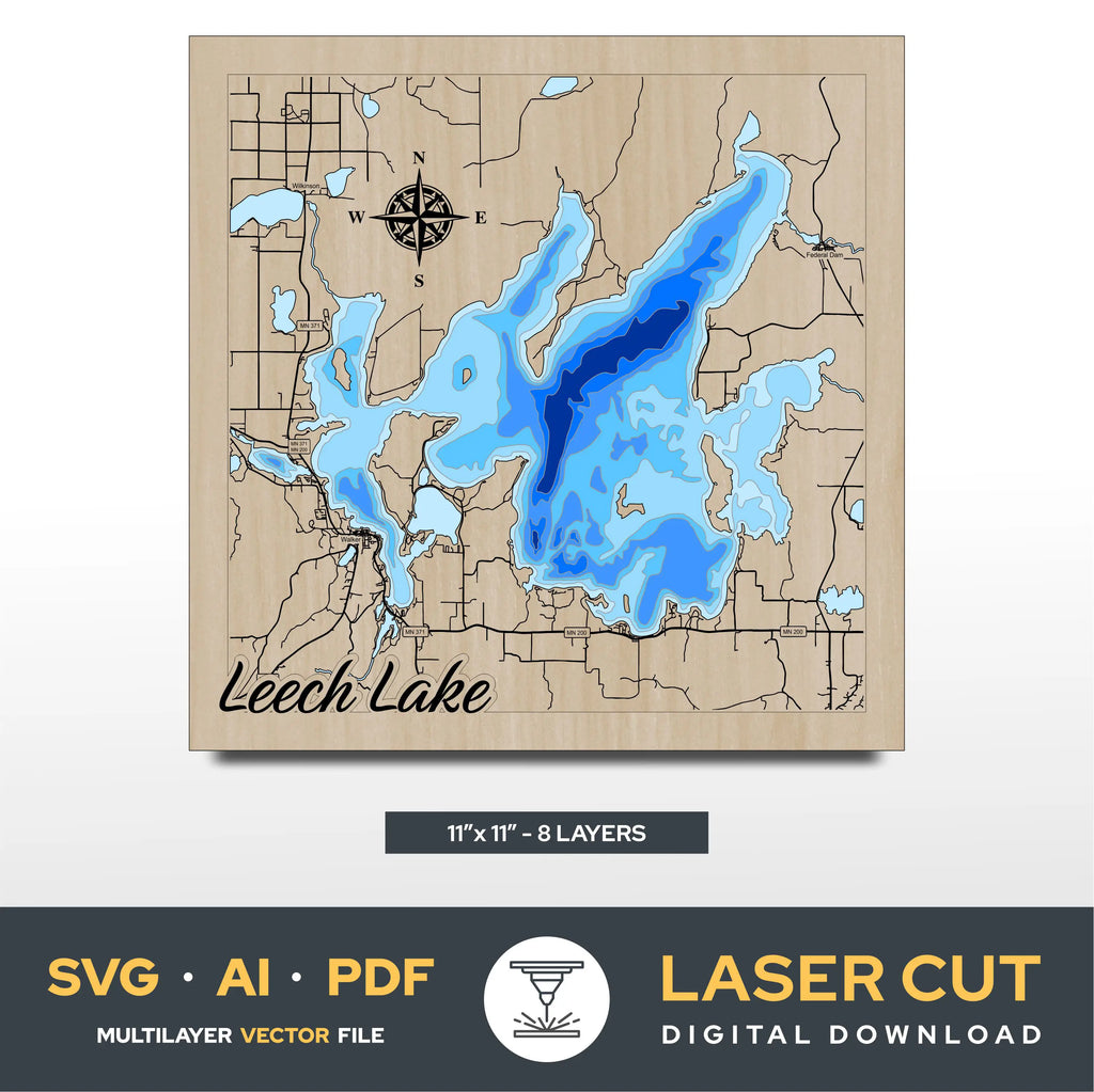 Leech Lake Minnesota Laser Cut File