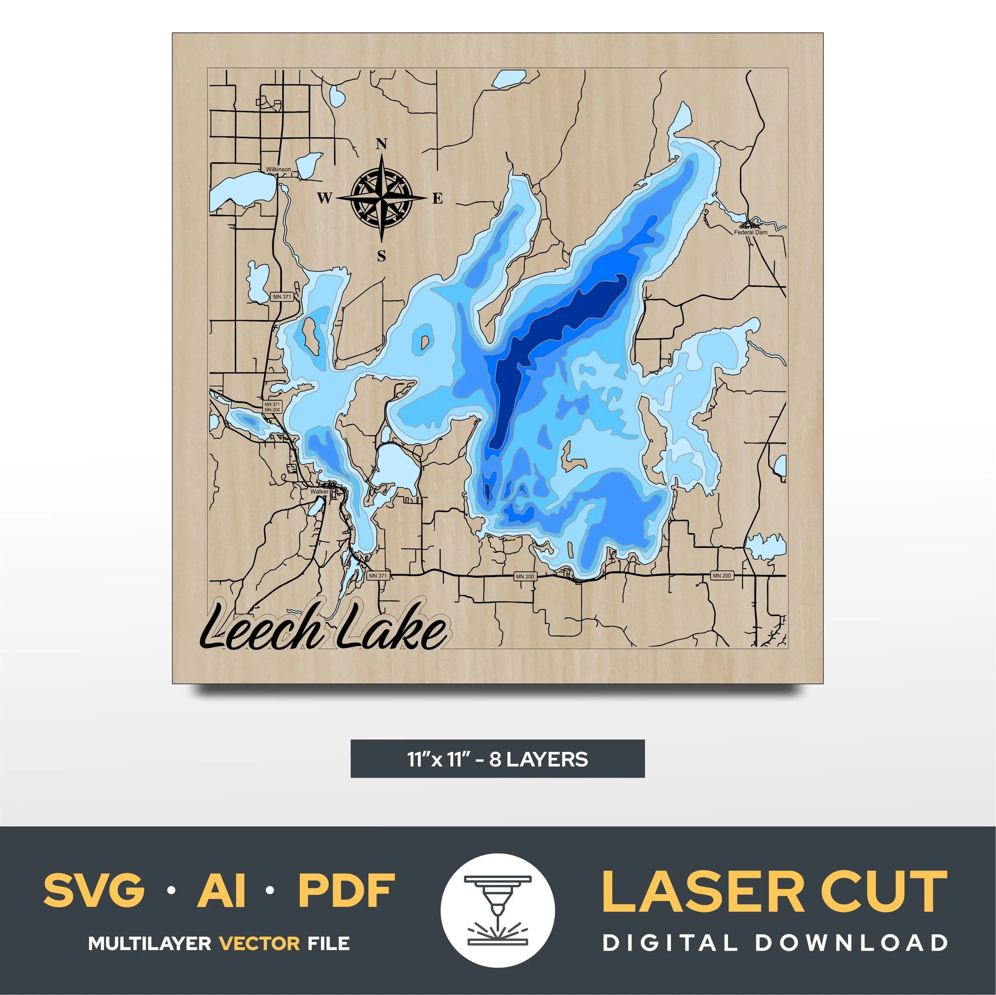 Leech Lake Minnesota Laser Cut File
