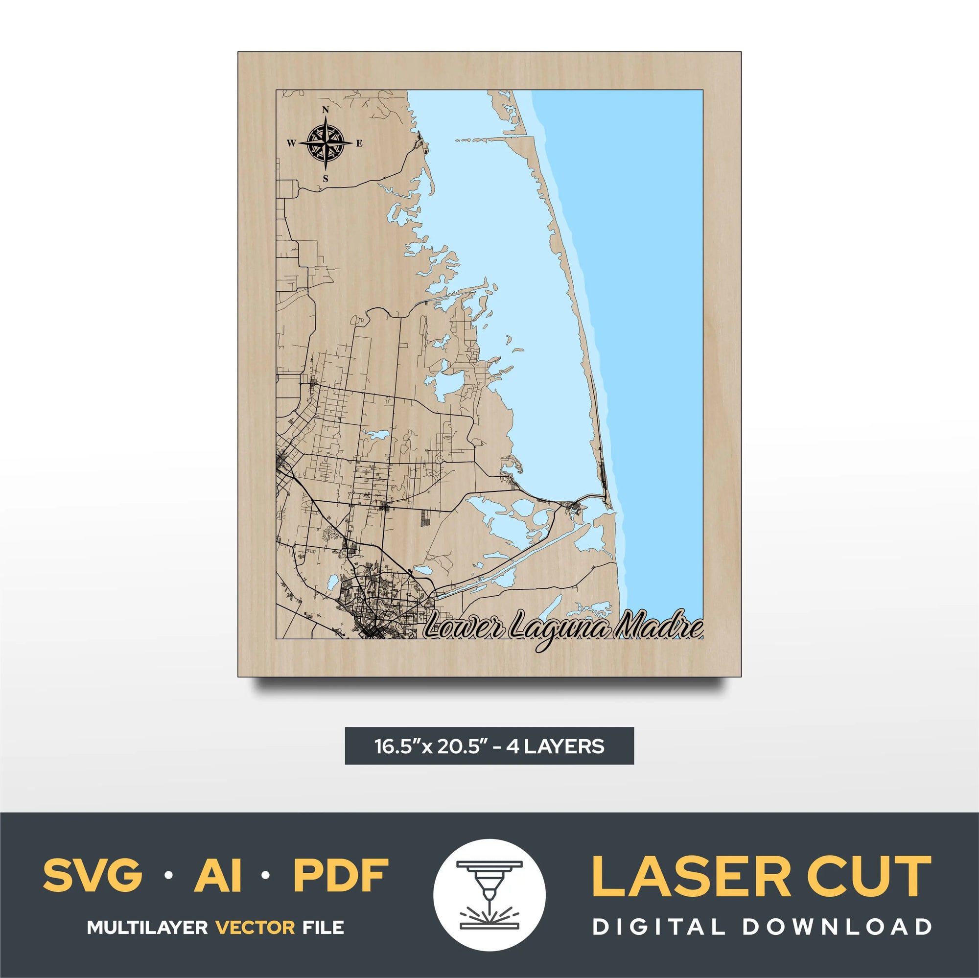 Lower Laguna Madre Laser Cut File