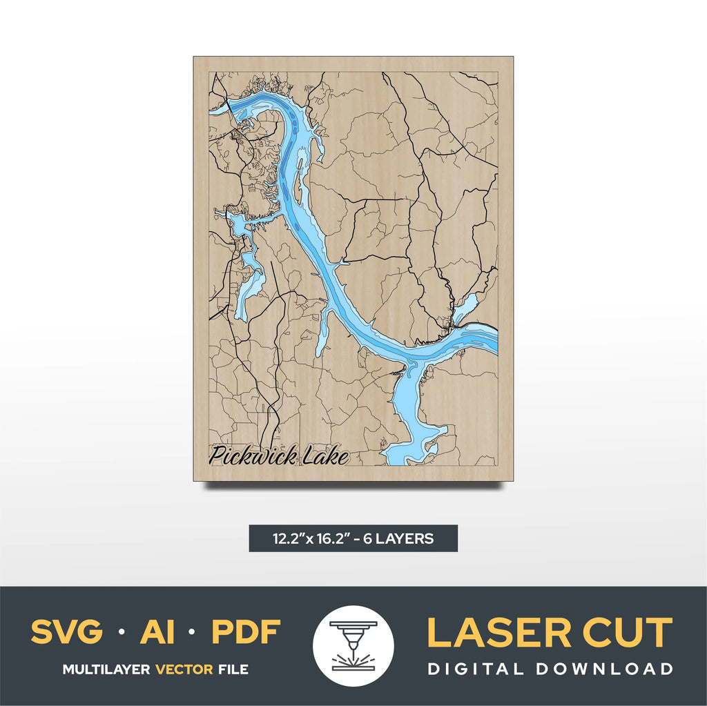 Pickwick Lake Alabama Mississipi Tennesee Laser Cut File