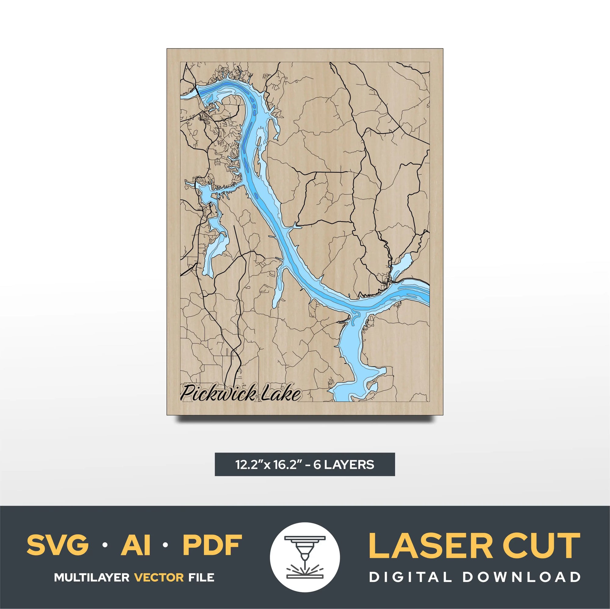 Pickwick Lake Alabama Mississipi Tennesee Laser Cut File