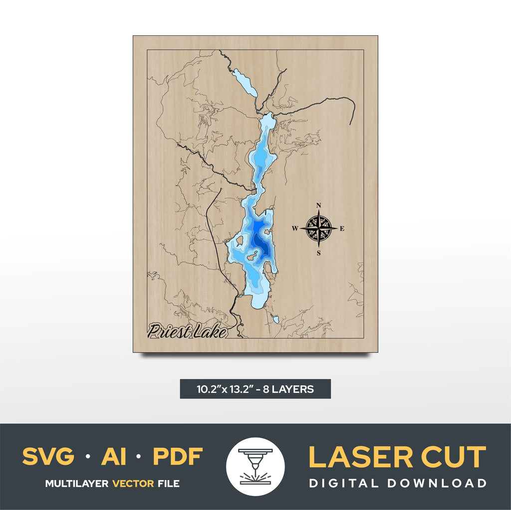 Priest Lake Idaho Laser Cut File