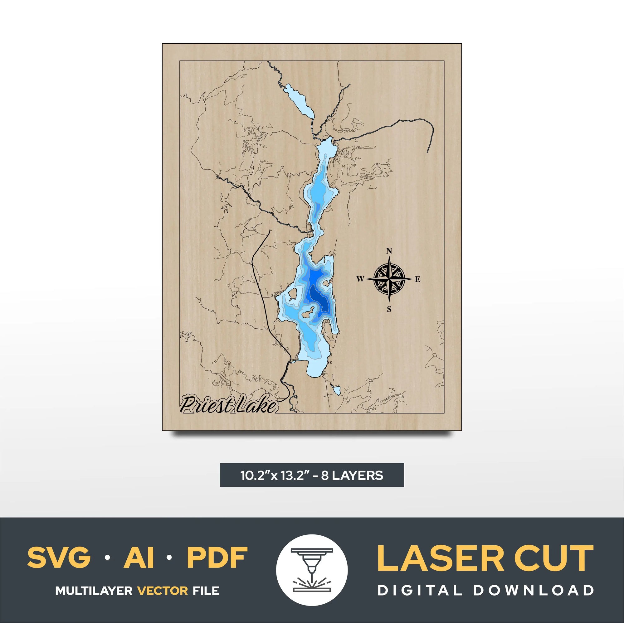 Priest Lake Idaho Laser Cut File