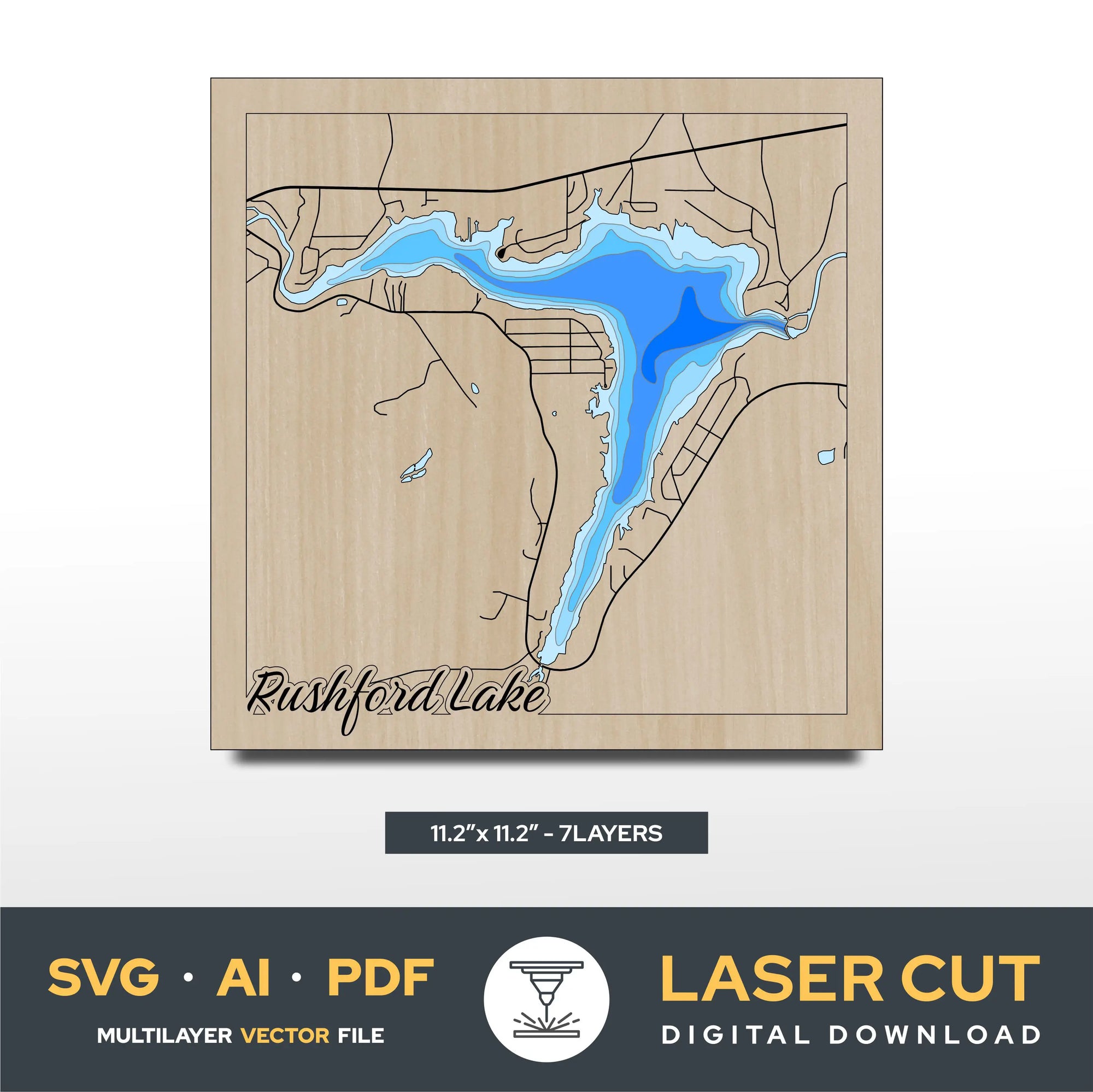 Rushford Lake New York Laser Cut File