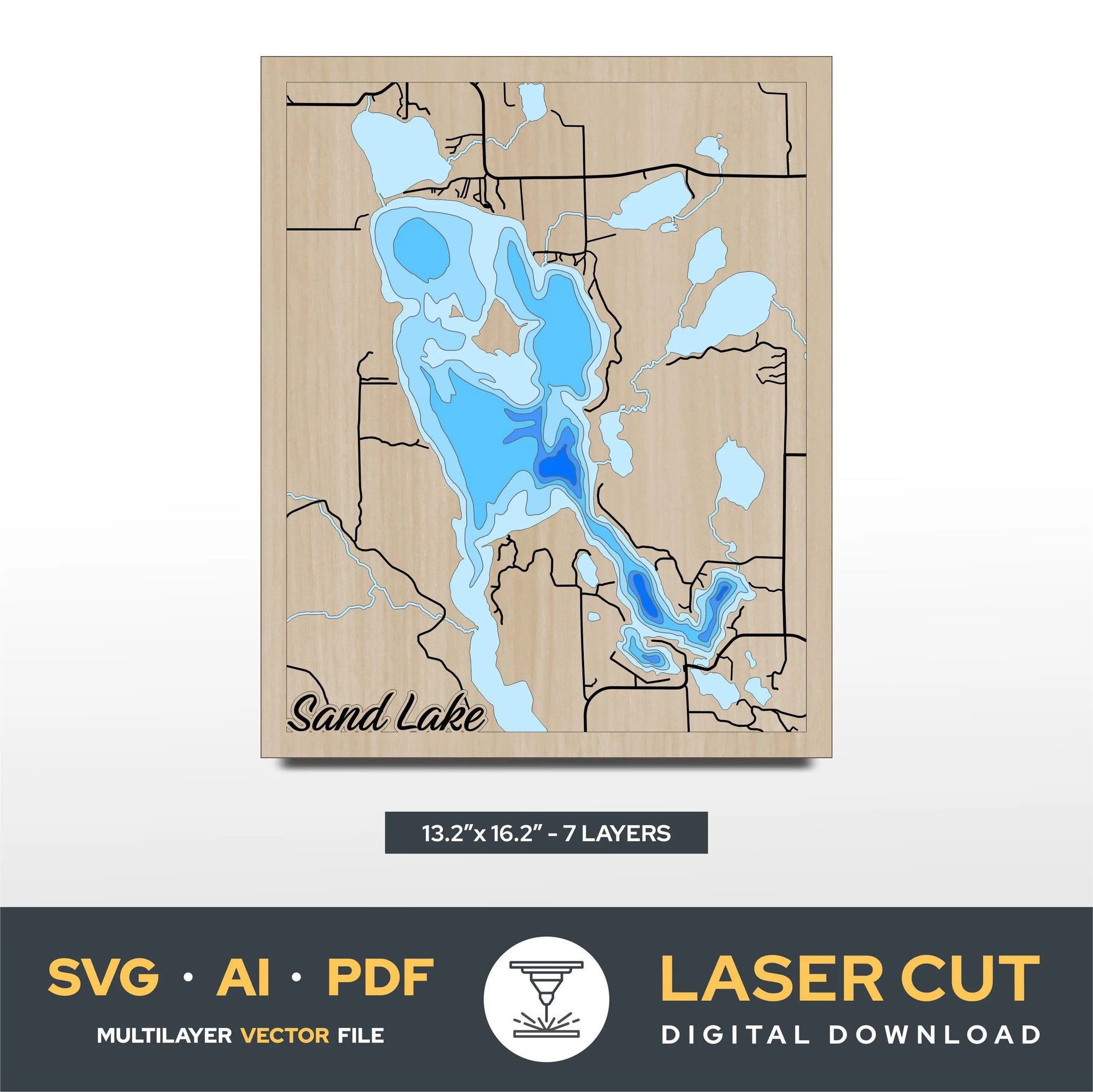 Sand Lake Minnesota Laser Cut File