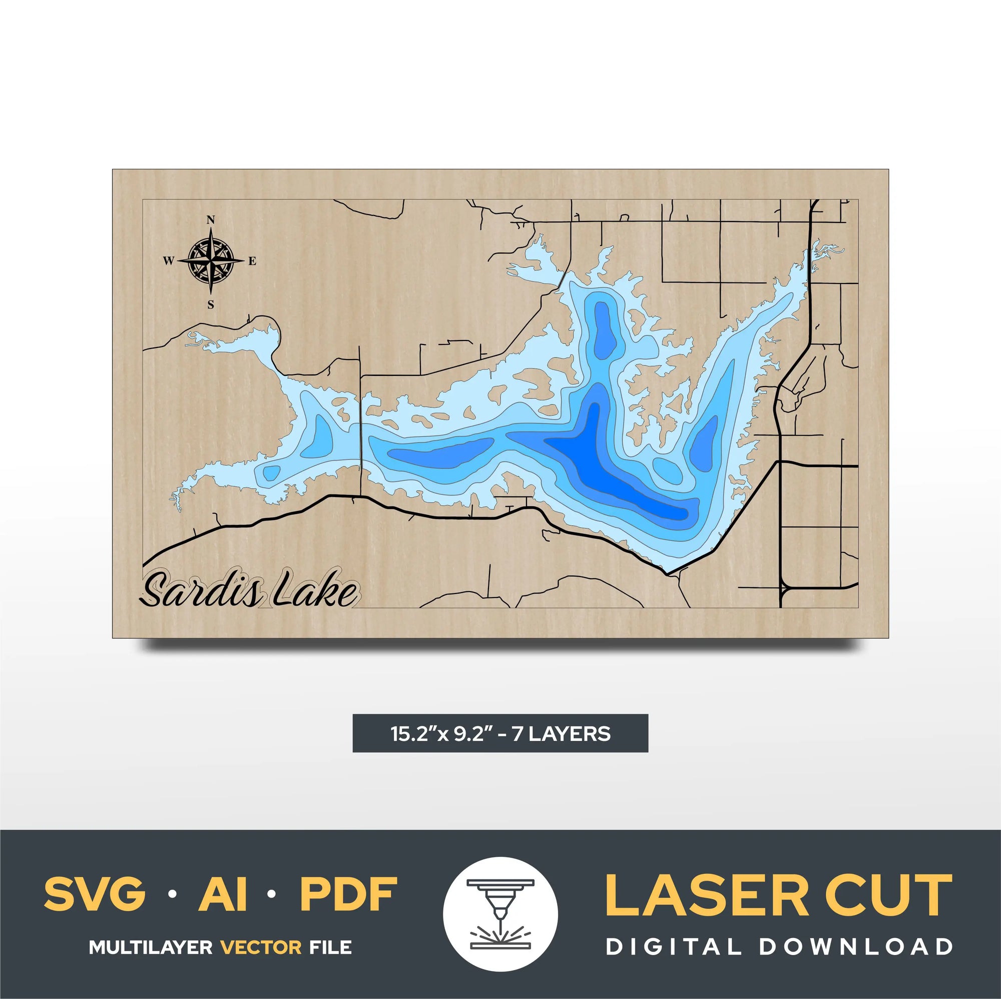 Sardis Lake Oklahoma Laser Cut File