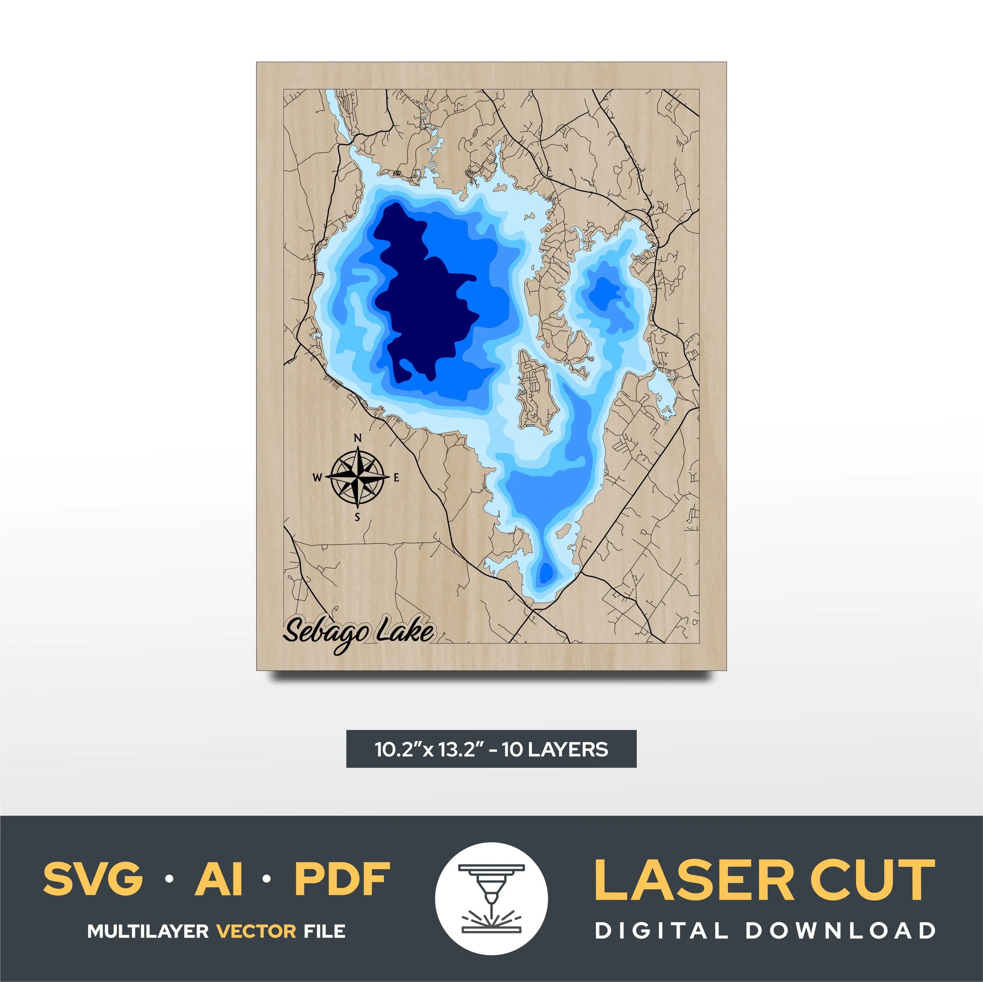 Sebago Lake Maine Laser Cut File
