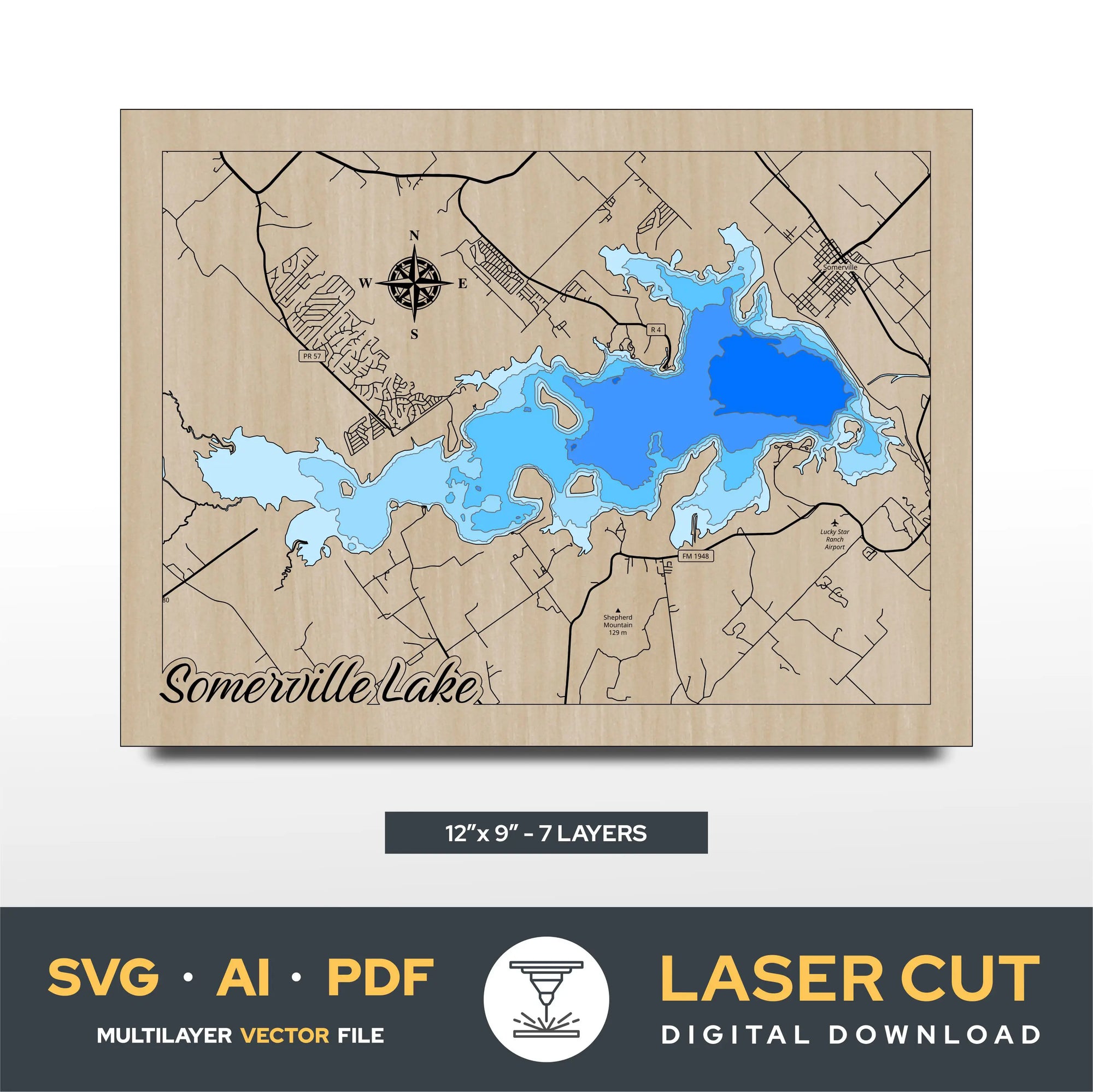 Somerville Lake Texas Laser Cut File