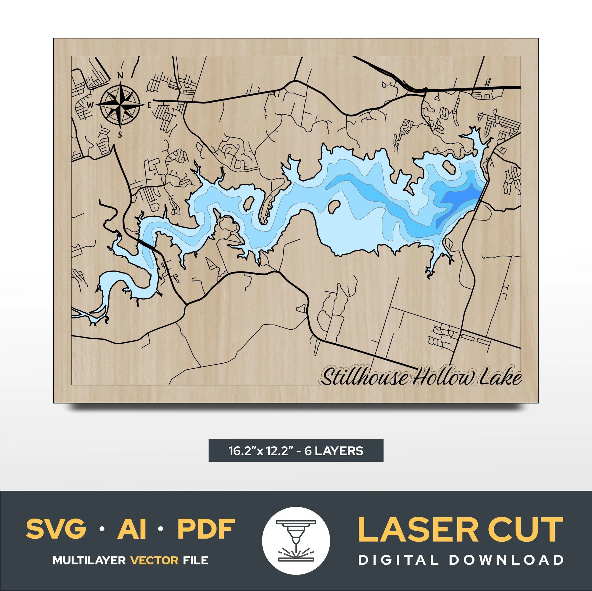 Stillhouse Hallow lake Texas Laser Cut File