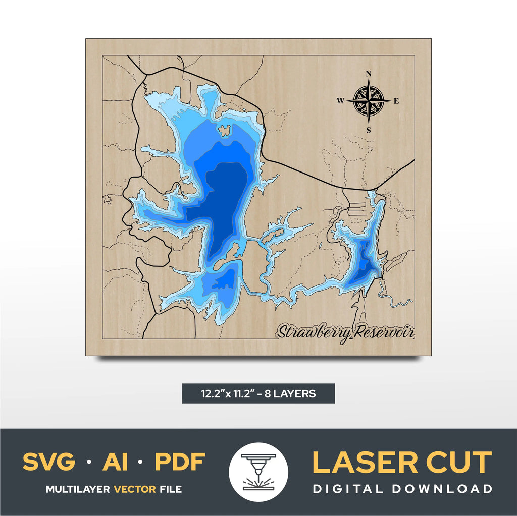 Strawberry Reservoir Utah Laser Cut File