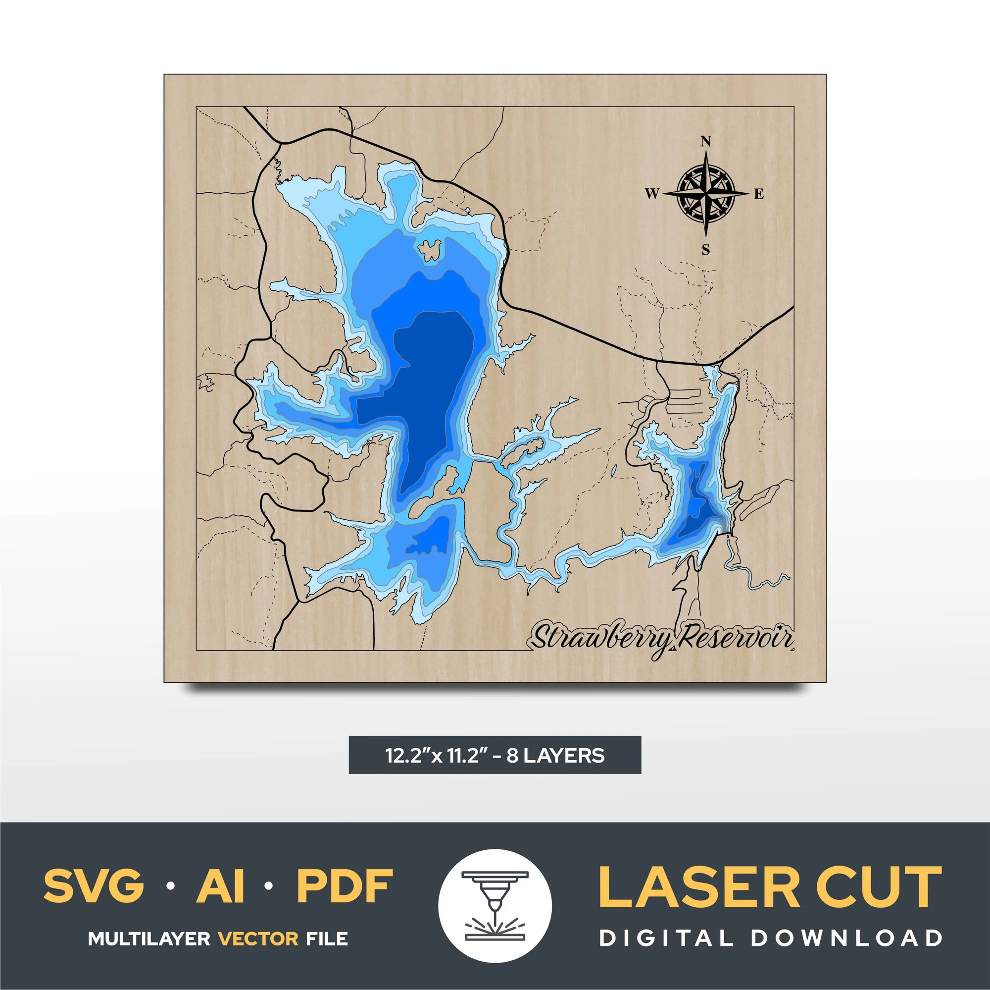 Strawberry Reservoir Utah Laser Cut File