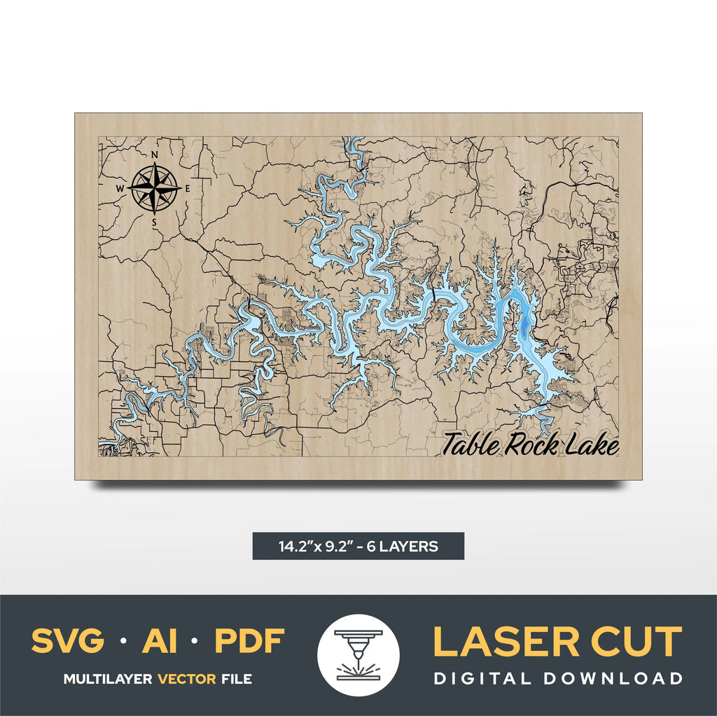Table Rock Lake Arkansas Missouri Laser Cut File