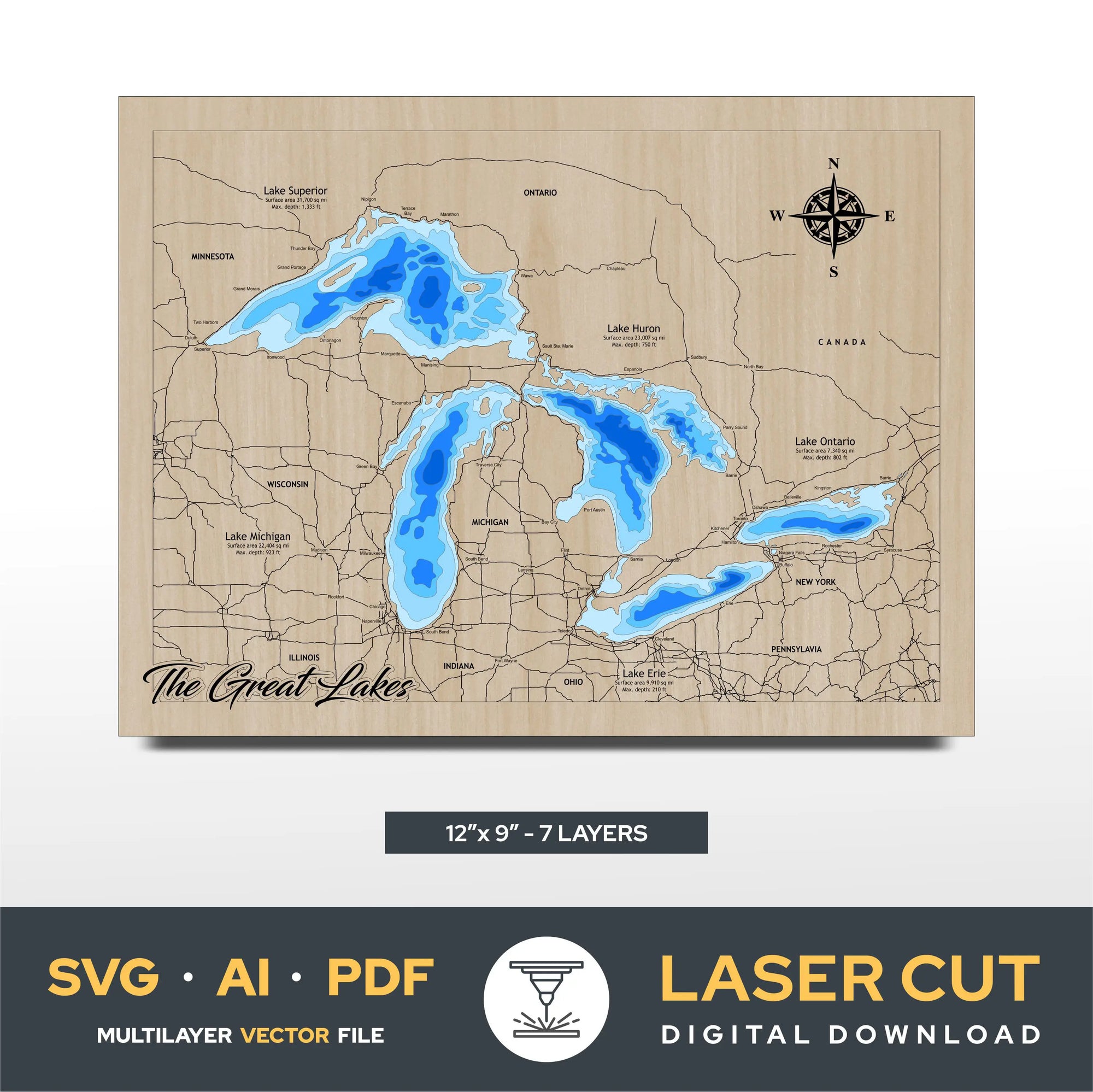 The Great Lakes Laser Cut File