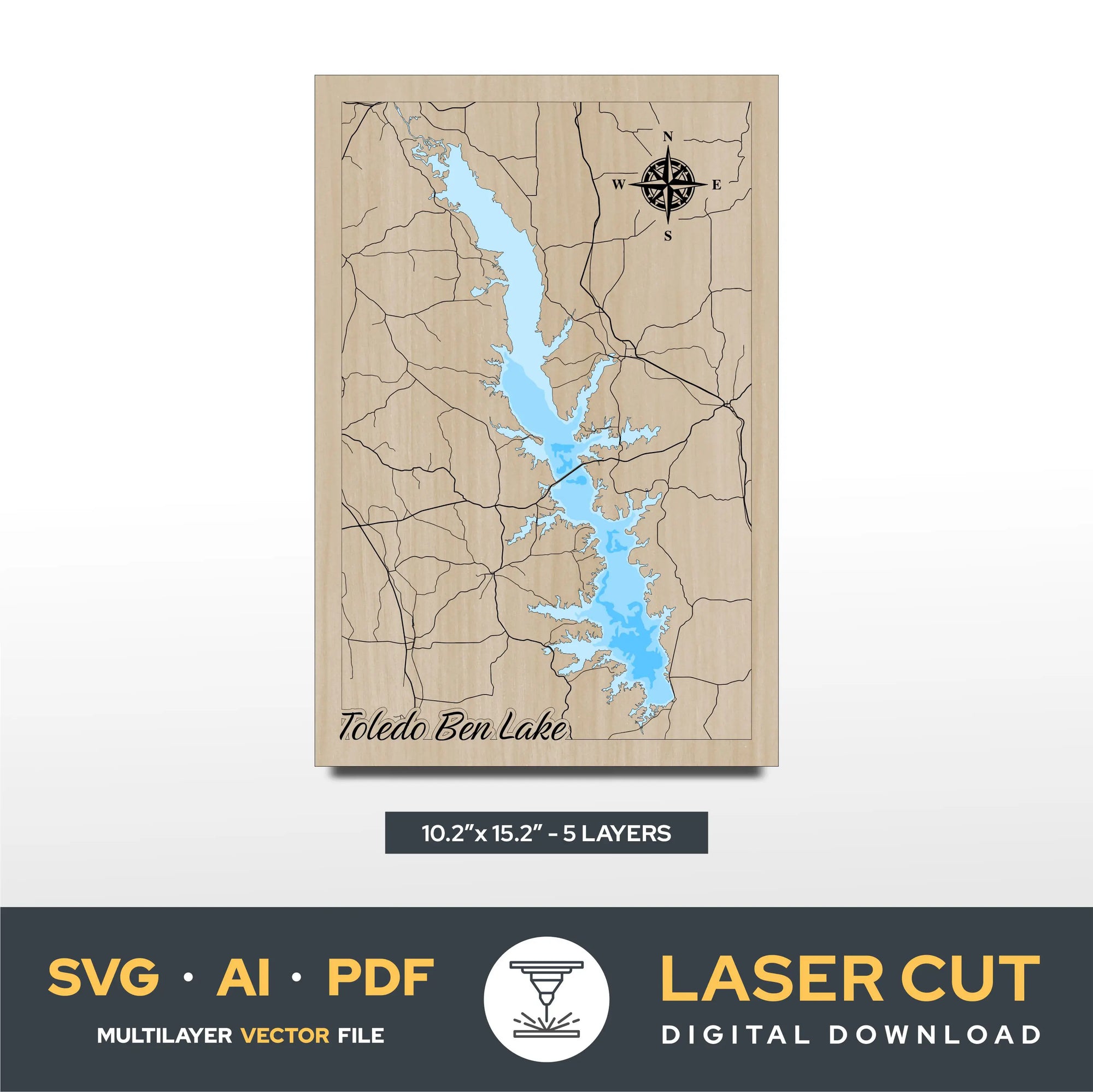 Toledo Bend Lake Lousiana Texas Laser Cut File