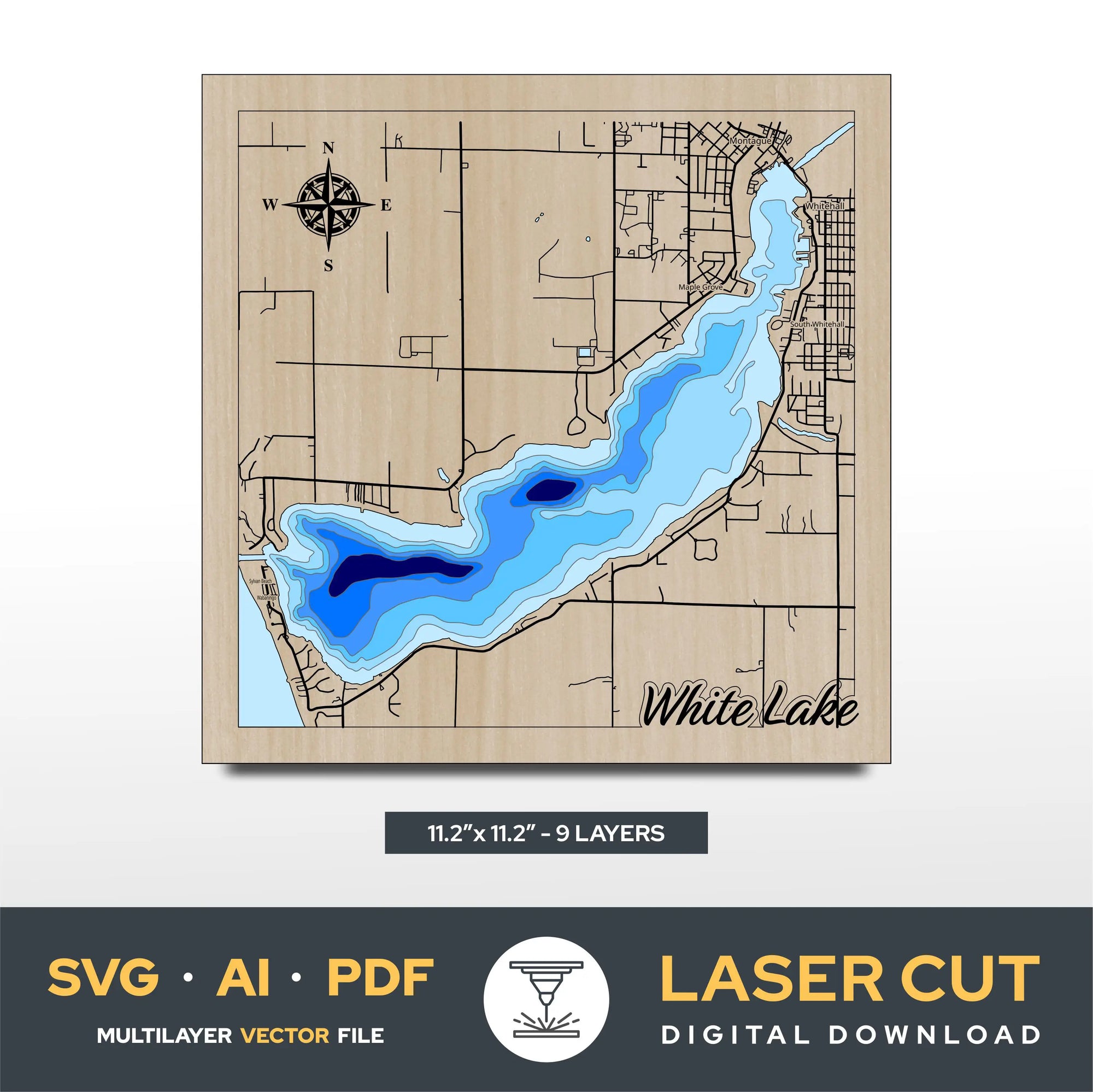 White Lake Michigan Laser Cut File