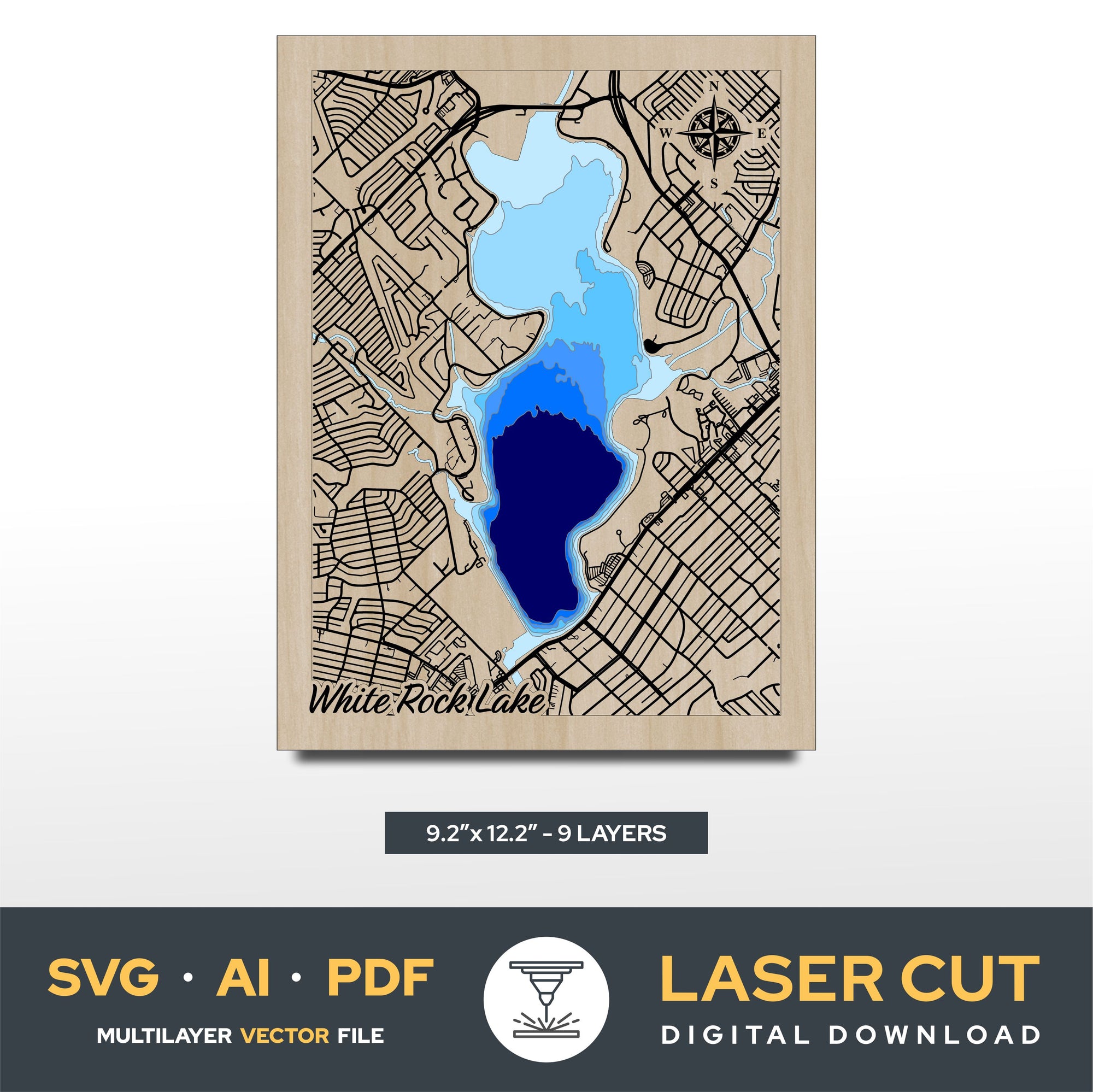 White Rock Lake, Texas Laser Cut File