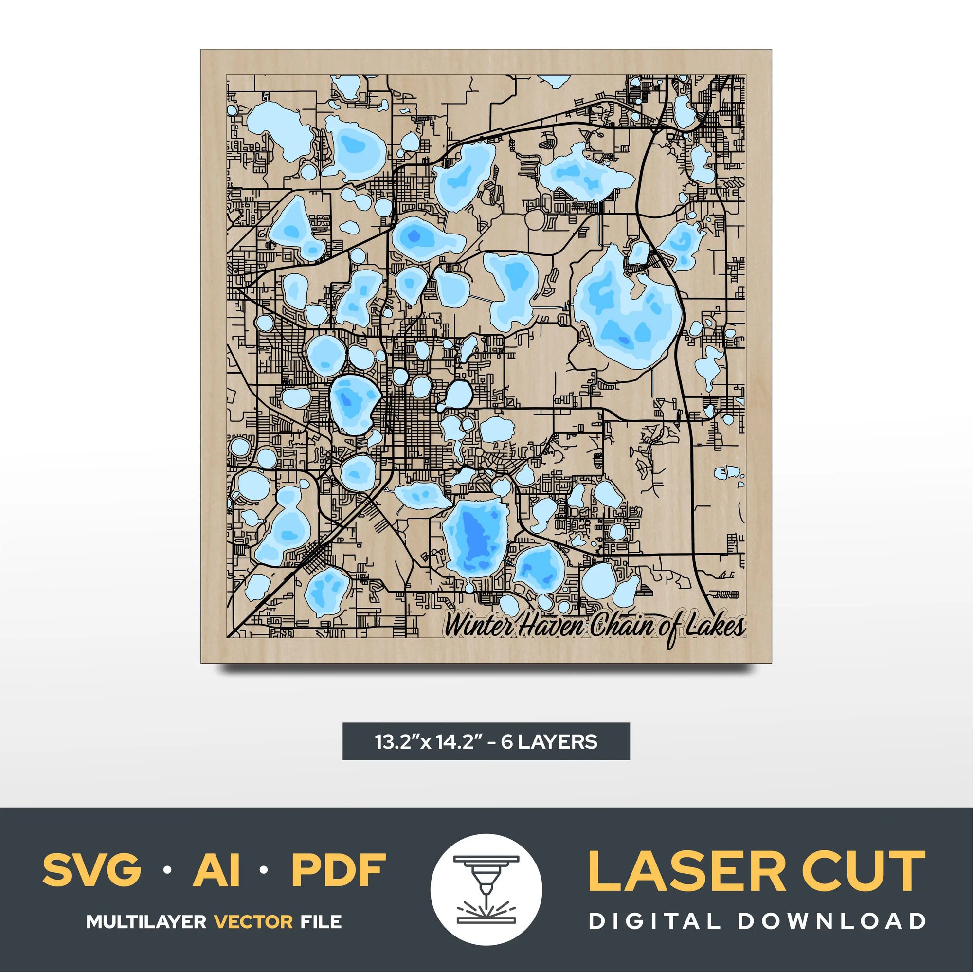 Winter Haven Chain of Lakes Laser Cut File