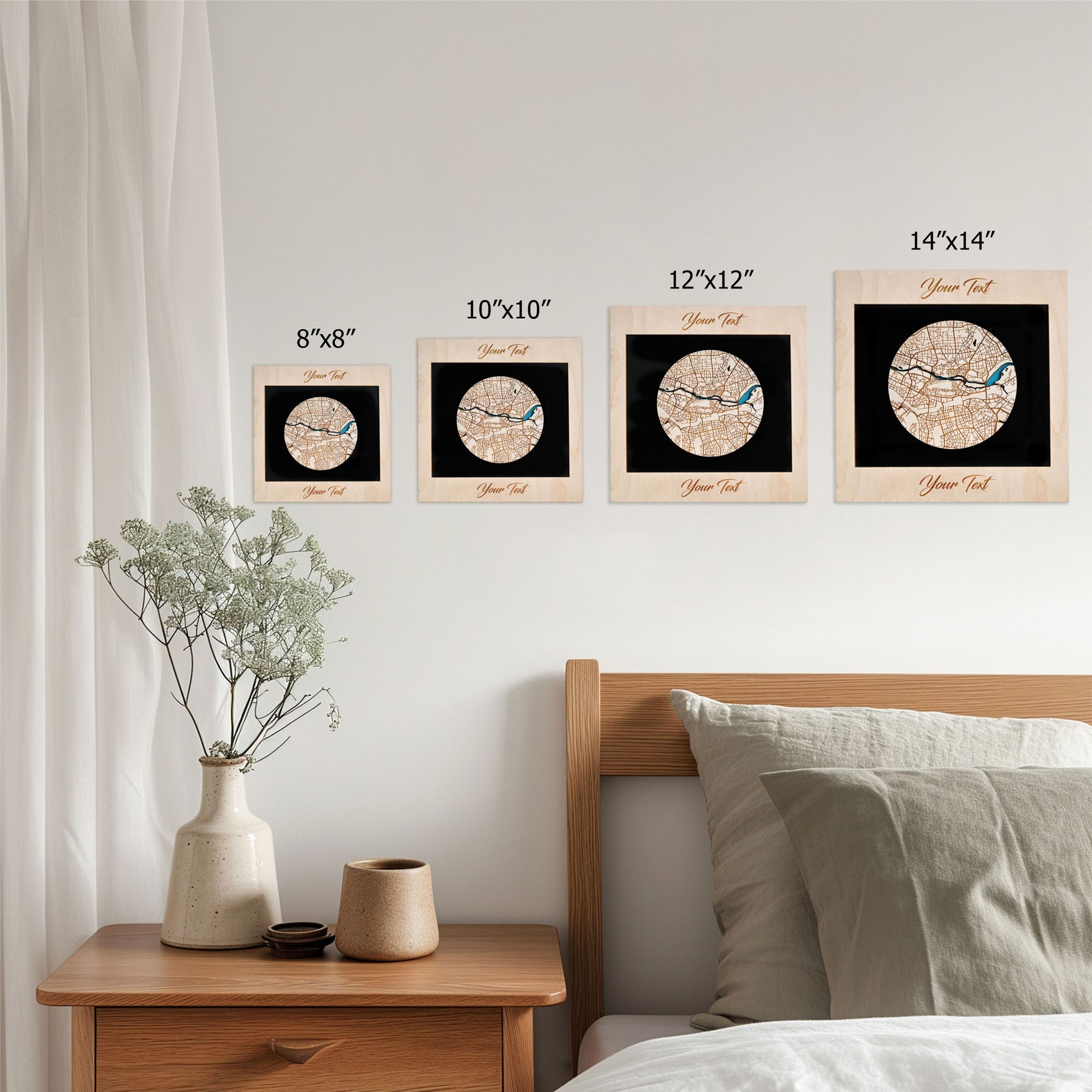 Personalized Wooden Circle Map – One Location Custom Gift for Couples, Housewarming & Friends