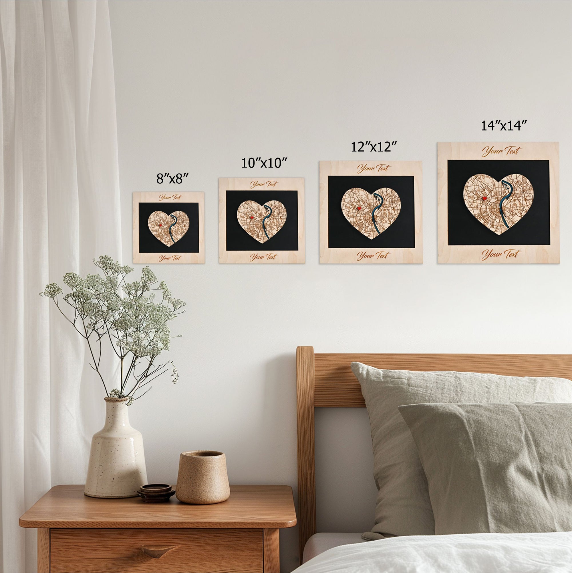 Personalized Wooden Heart Map - One Location Gift for Weddings & Couples