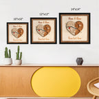 Personalized Wooden Heart Map Puzzle - Two Locatios Frame Gift for Weddings & Couples
